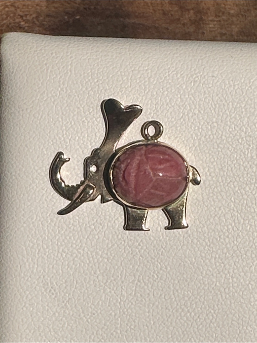 14k custom-made little scarab and elephant pendant